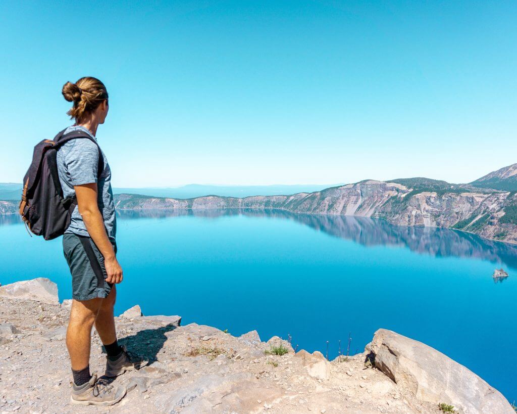 Views of Crater Lake in Oregon.