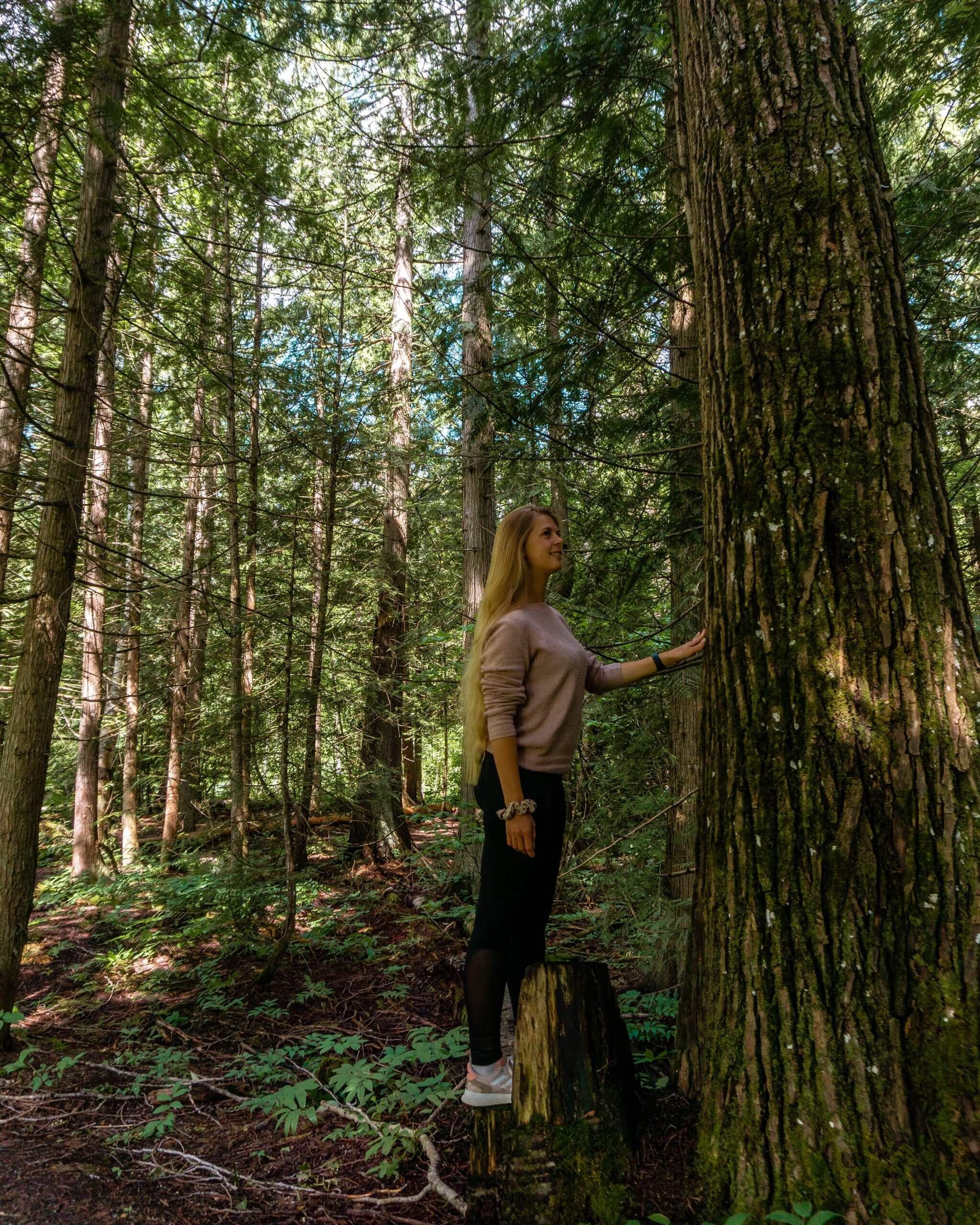 Jo hiking outdoors.
