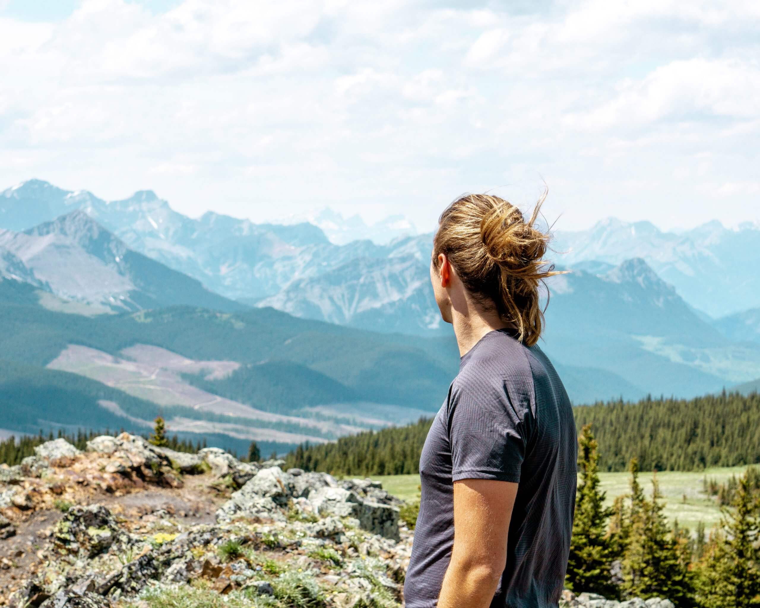 Dom exploring Alberta mountains.