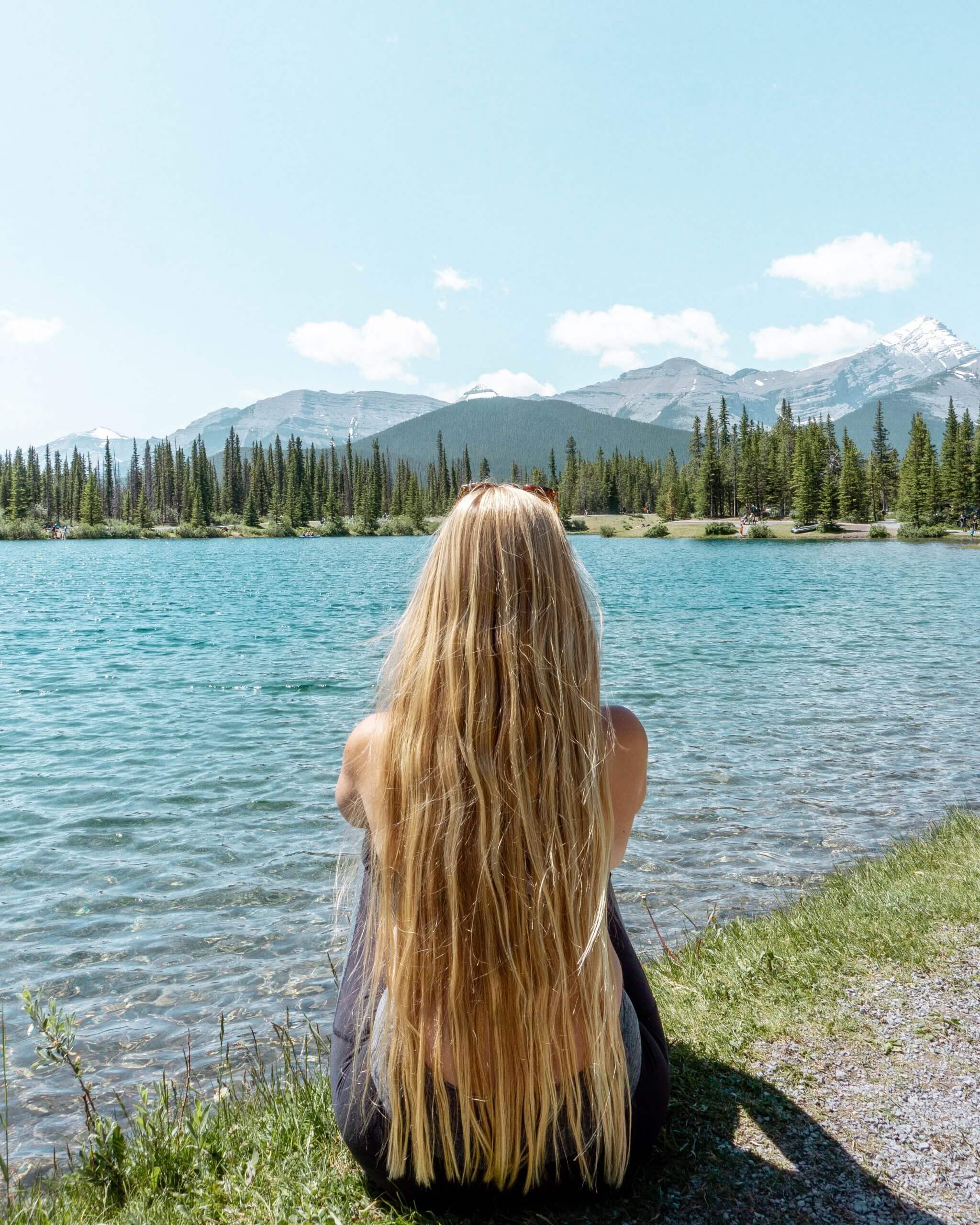 Stunning view of Forgetmenot pond in Alberta, Canada..
