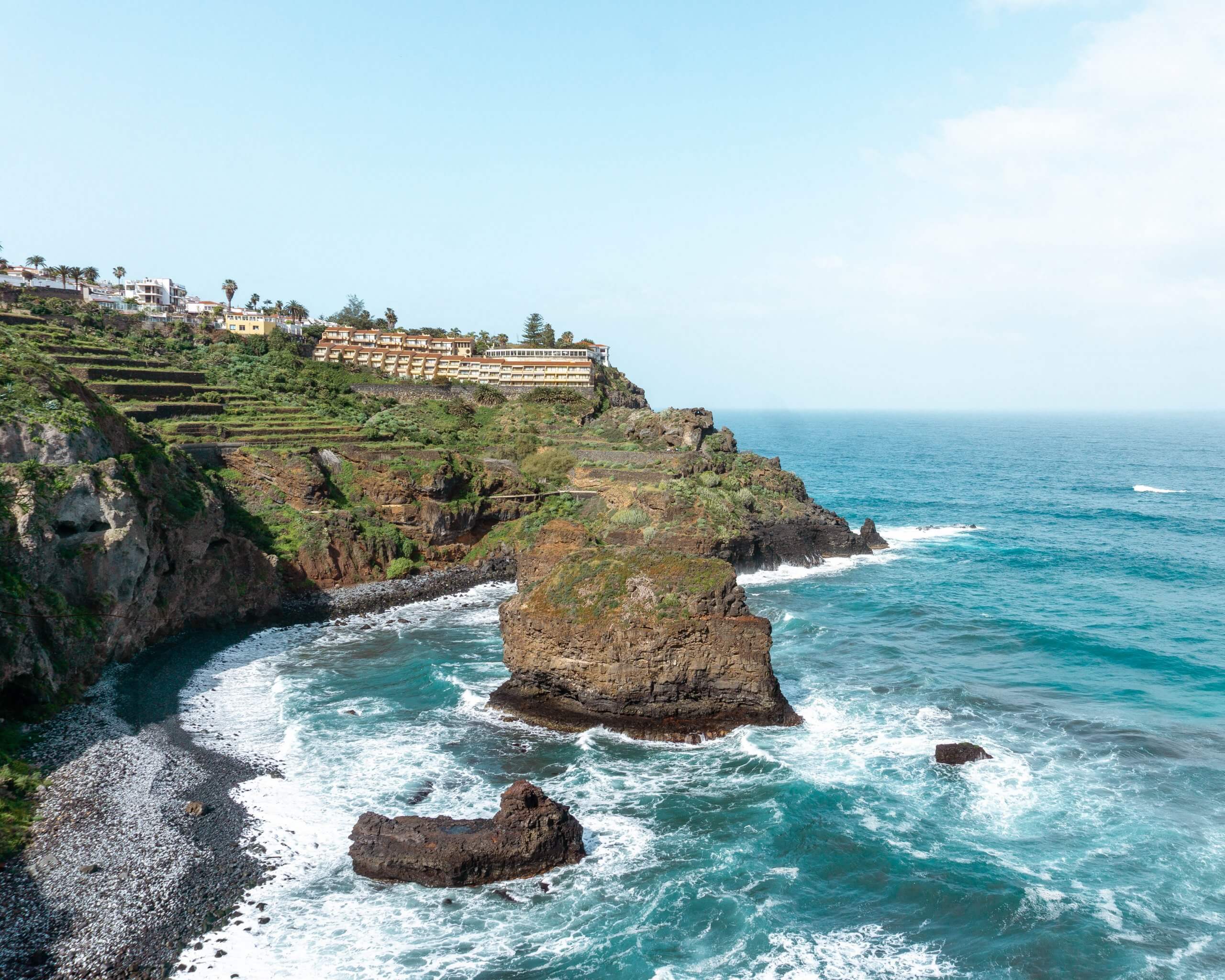 View of Roque Chico along the Rambla de Castro trail in Puerto de la Cruz.