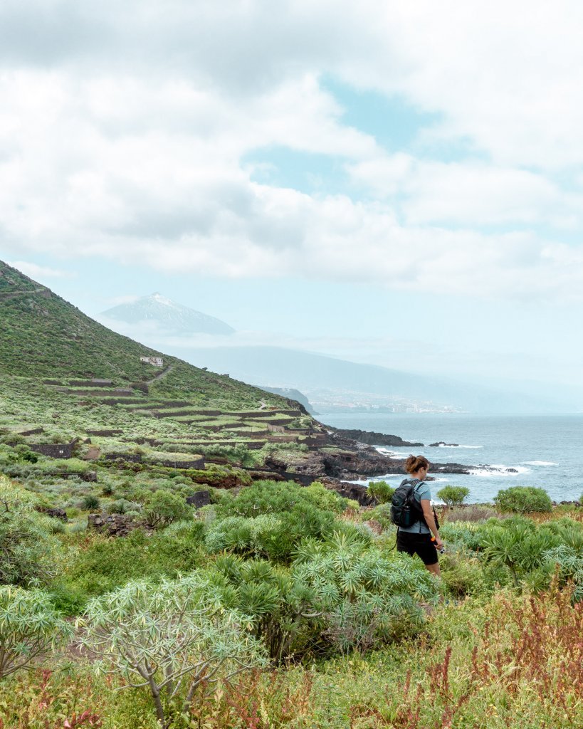 Hiking along the coast in Tenerife.