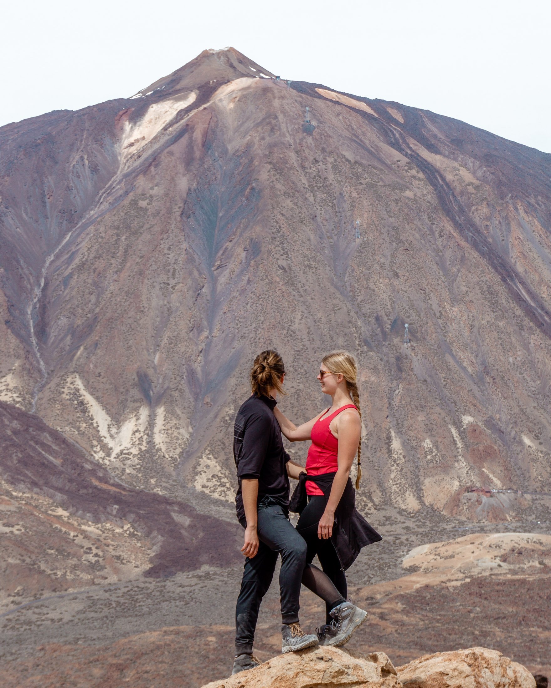 Dom and jo posing with Mount Teide in the background.