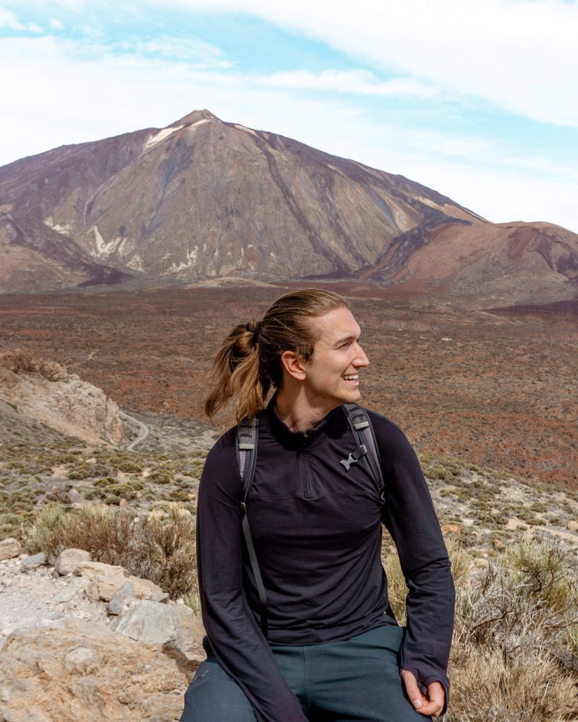 Dom hiking with El Teide in the background.