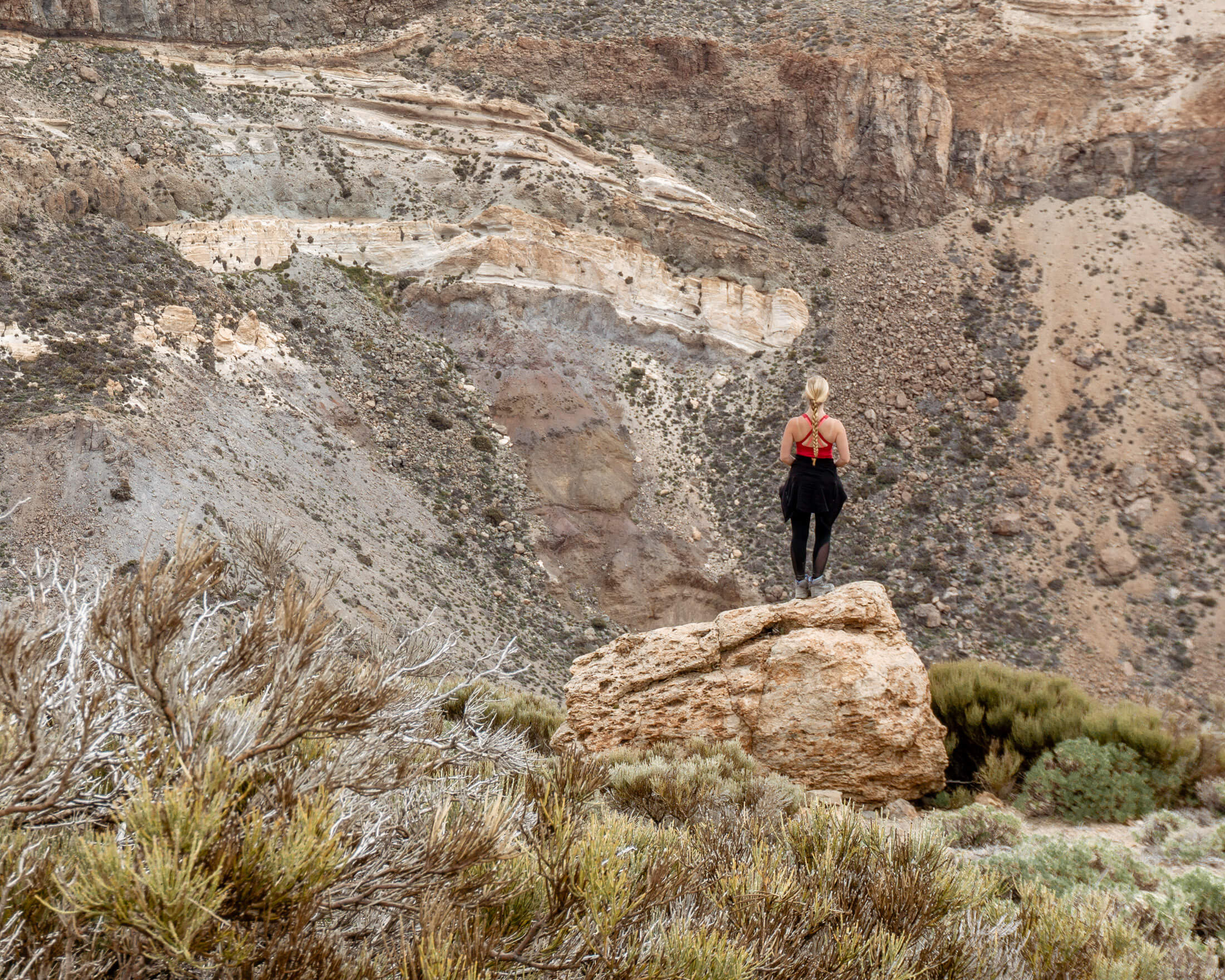 Jo hiking up a mountain in Spain.