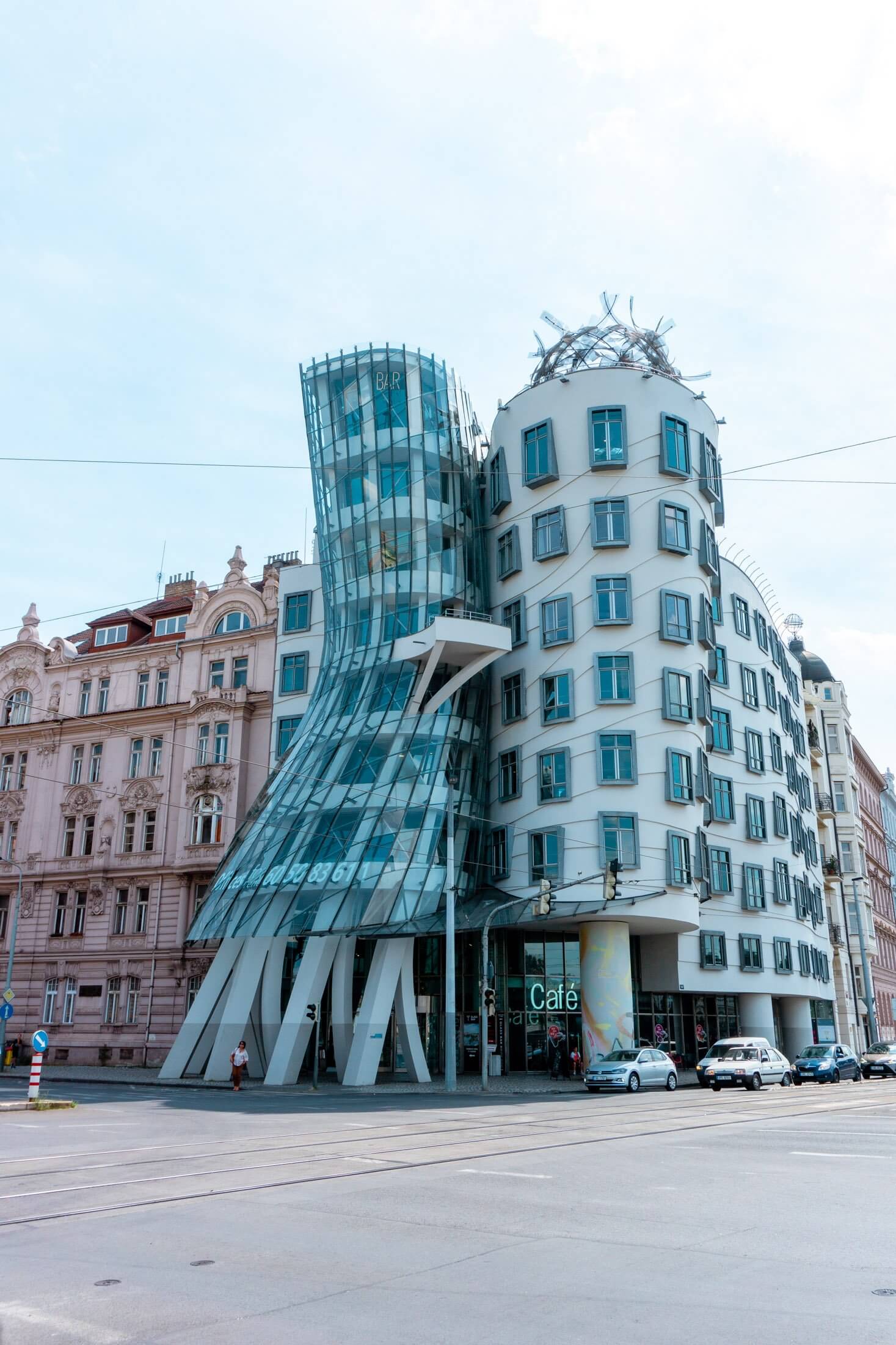 Iconic photo of the Dancing House in Prague, Czech Republic.