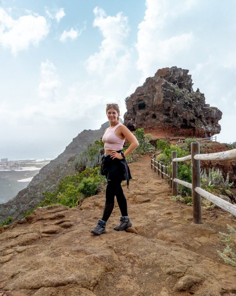 Jo exploring one of the magical viewpoints on the Punta del Hidalgo to Chinamada hike!
