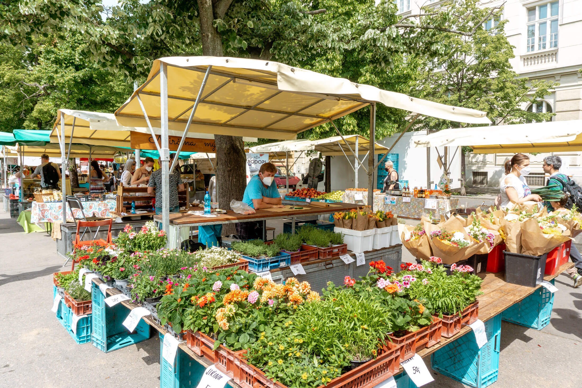 A local farmer's market in Prague at the Trhy Jiřího z Poděbrad