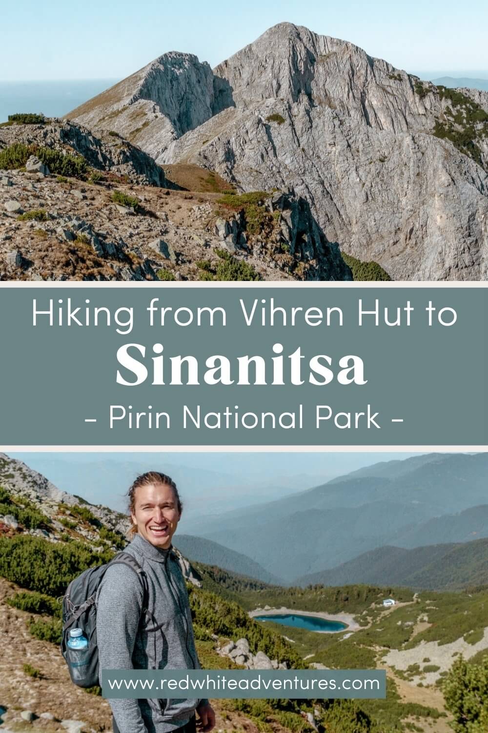 Pin for Pinterest for hiking from Vihren Hut to Sinanitsa Peak