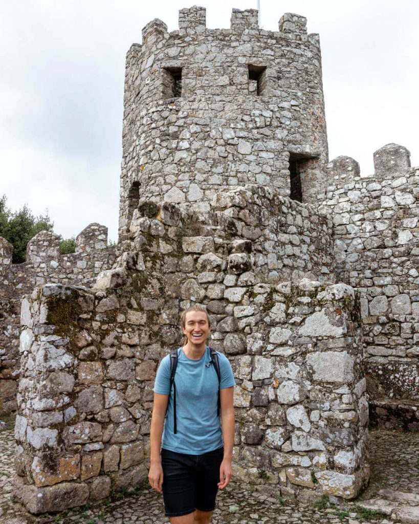 Dom hiking in Sintra up to a castle.