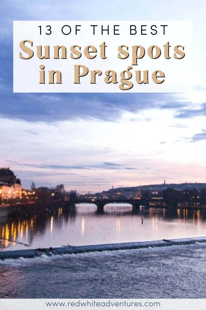 13 Sunset spots in Prague pin for Pinterest. 