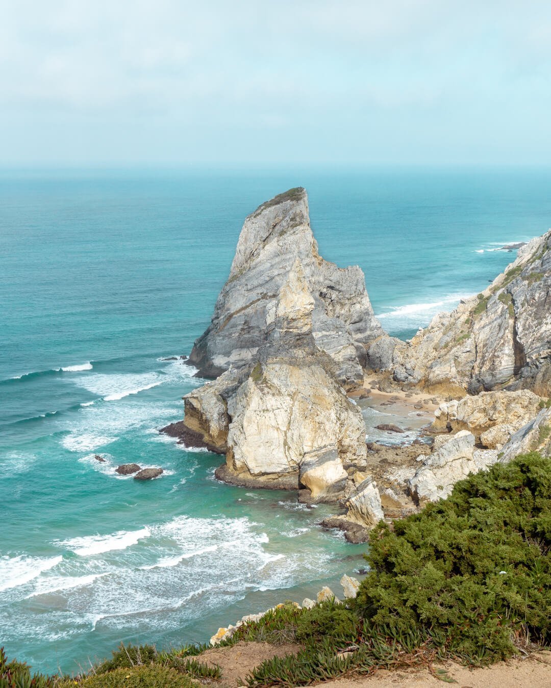 Beautiful view of Praia da Ursa Beach in Portugal.