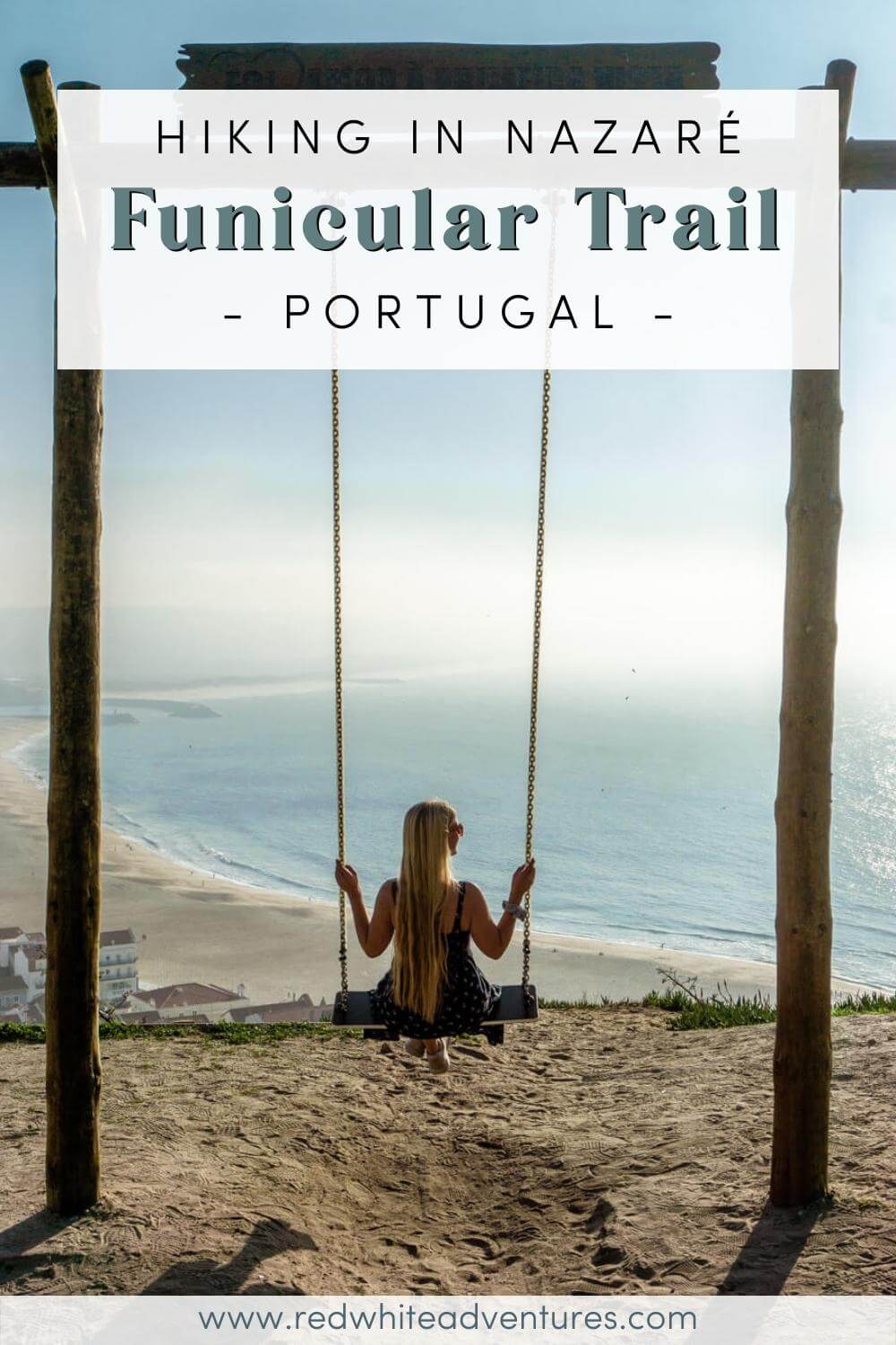 A girl sitting on a swing in Nazaré