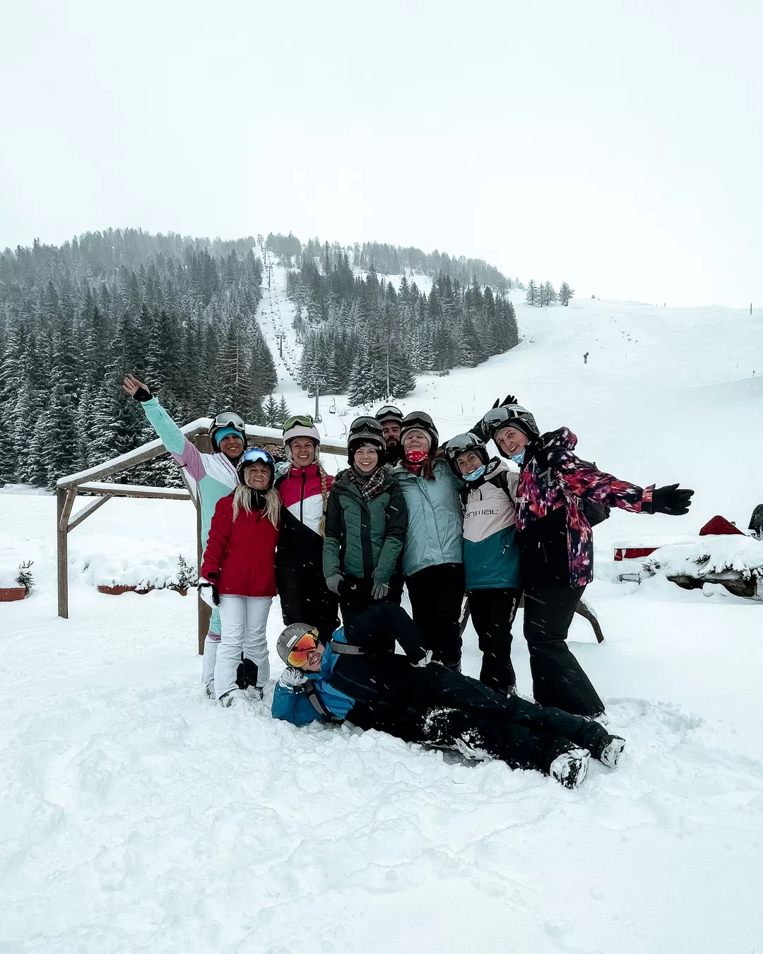 A group of friends skiing together in Switzerland!