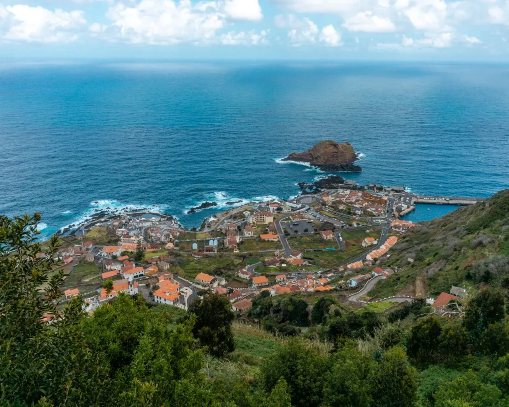 View of Porto Moniz a cute little coastal town on the island of Madeira.