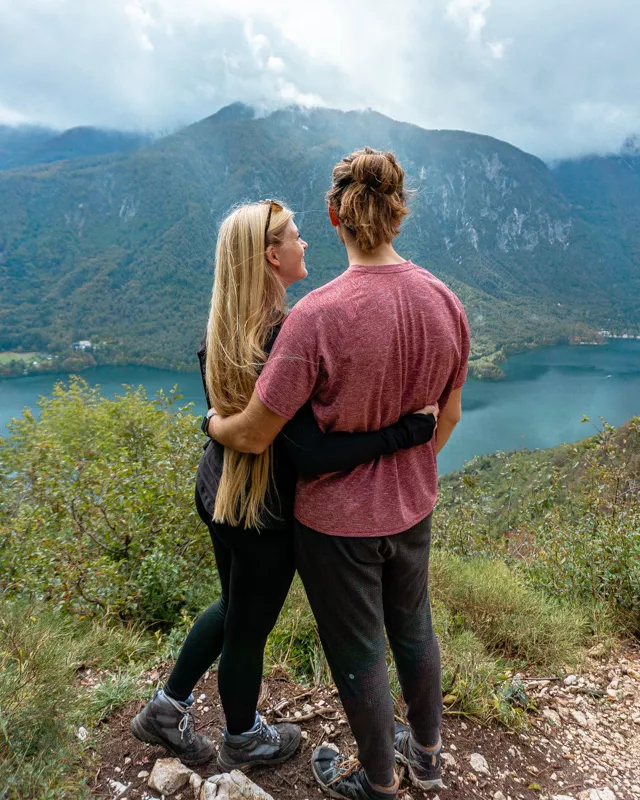 Dom and Jo taking in the breathtaking views of Lake Bohinj.