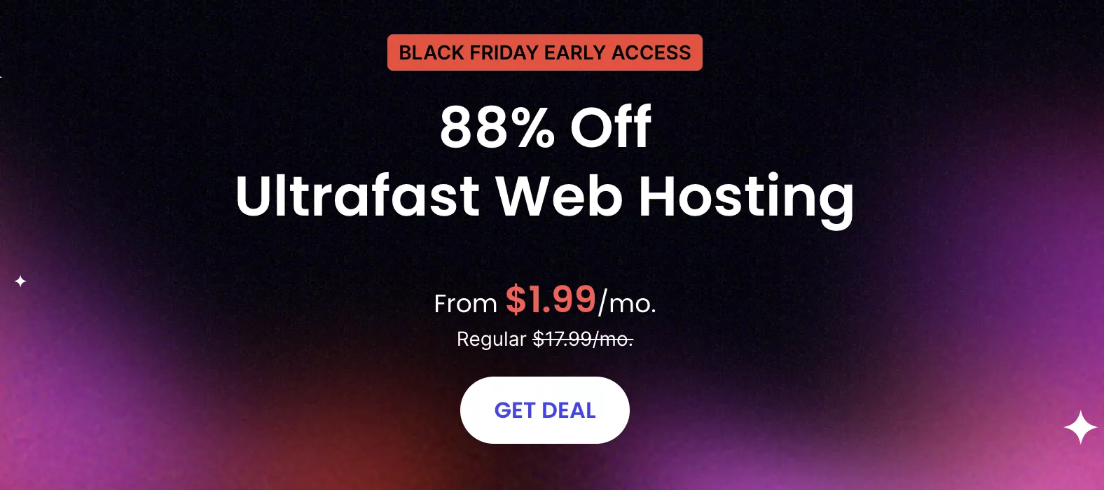 Screenshot from Siteground's website showing 88% off for Black Friday