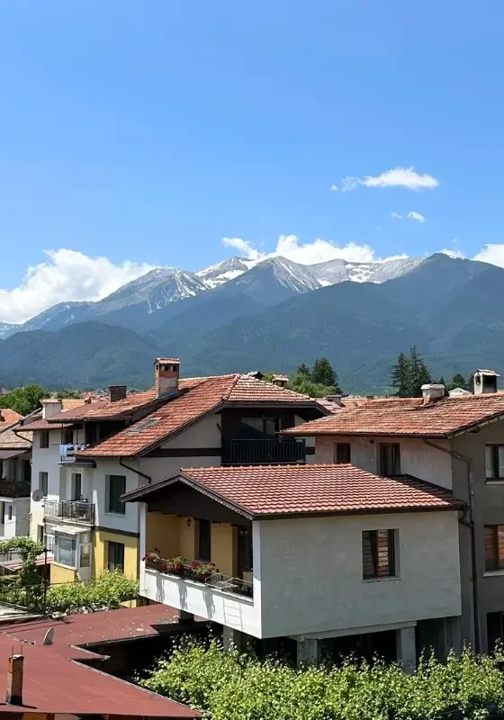 Beautiful view of Bansko and the Pirin Mountains