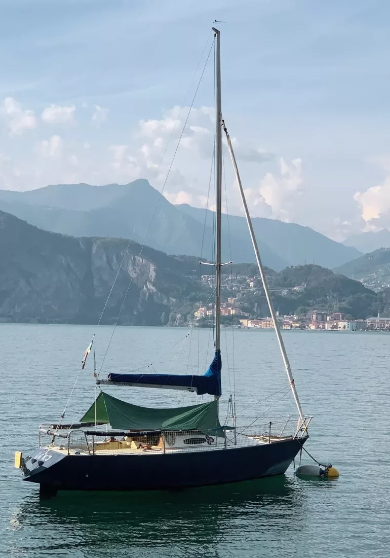 Beautiful sail boat on Lake Iseo.