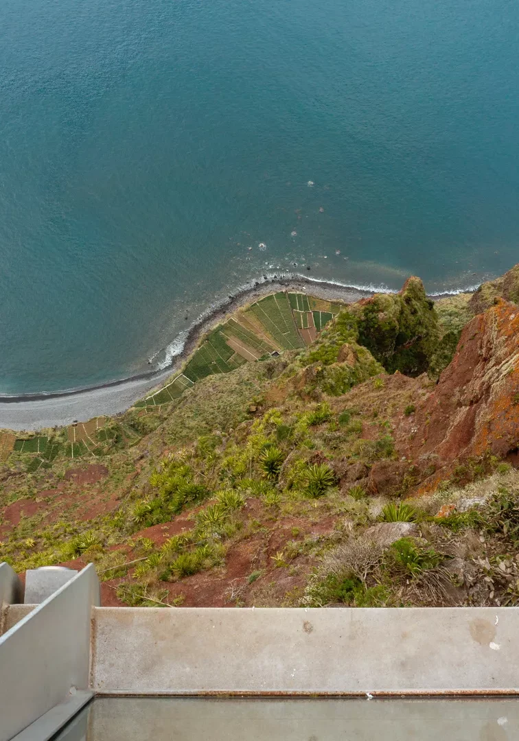 Looking down from the Cabo Girao Skywalk in Madeira.