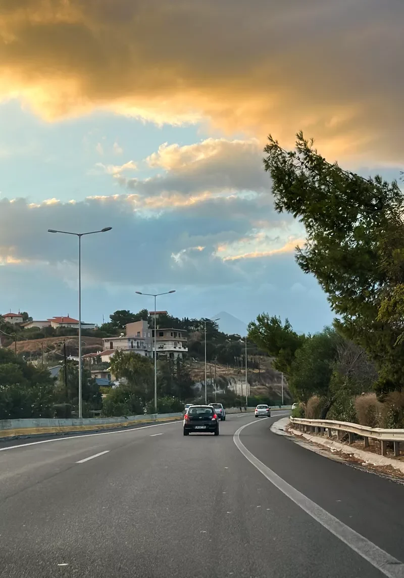 Driving on the highway in Crete
