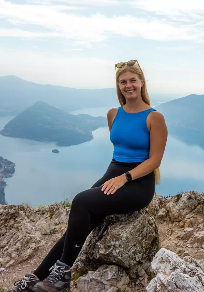 Jo taking in the view from the top of Corna Trentapassi in northern Italy!