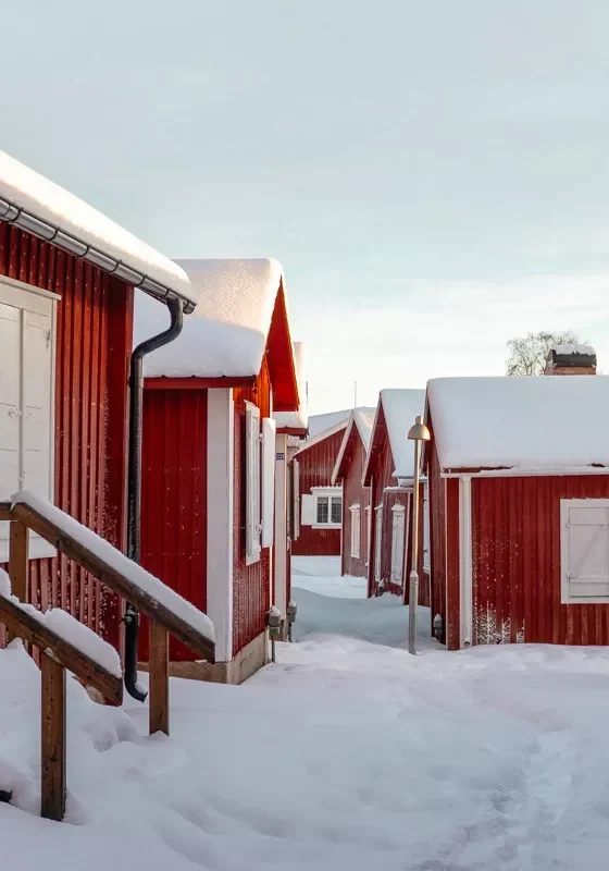Beautiful red houses in Gammelstad.