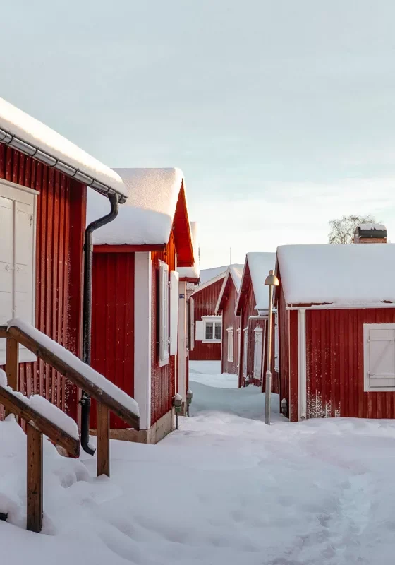 Beautiful red houses in Gammelstad.