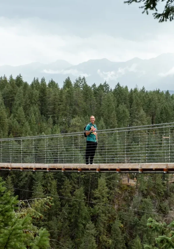 Dom walking across the Golden Skybridge near Golden!
