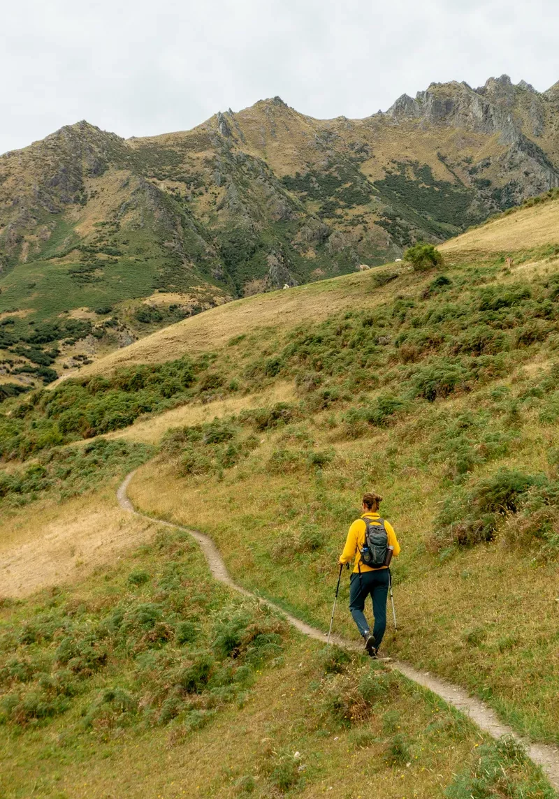 Beautiful hiking trail in the mountains near Wanaka.