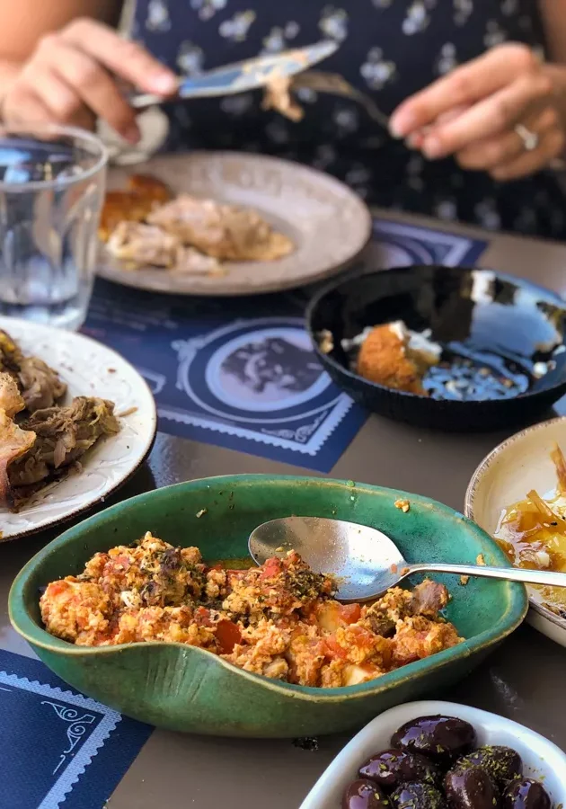 Yummy food tasting on the Kalamata food tour.