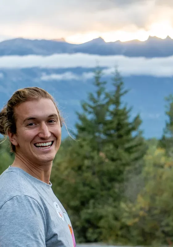 Dom enjoying the sunset from Mount 7 overlooking the valley.