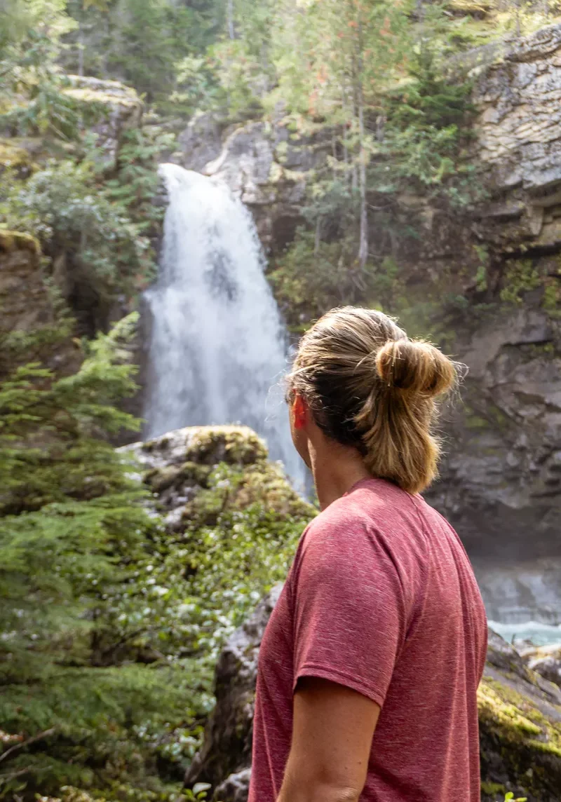 Dom admiring the beautiful Sutherland Falls near Revelstoke, BC!