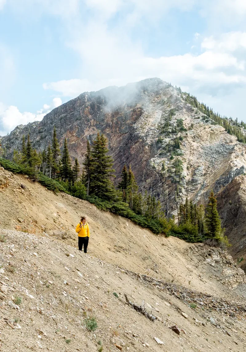 Dom hiking near Golden, BC on Kicking Horse Mountain Resort.