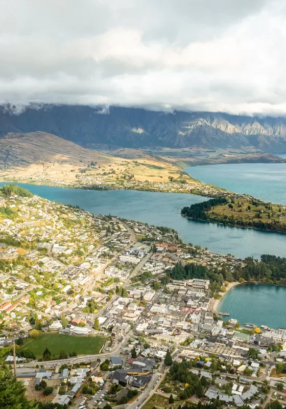 Beautiful view overlooking Queenstown, New Zealand.