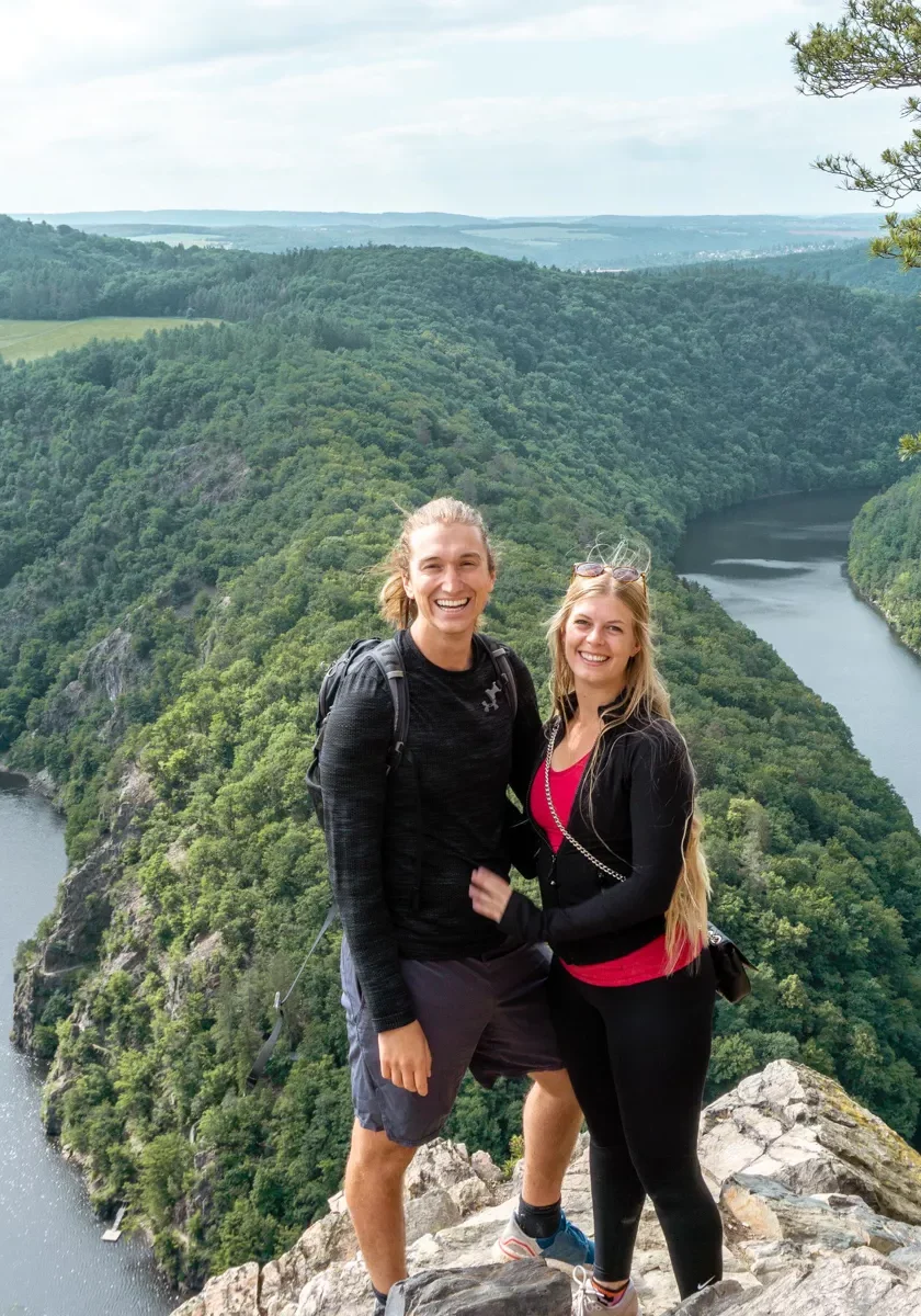 Dom and Jo taking in the views from Vyhlidka Maj in the Czech Republic.