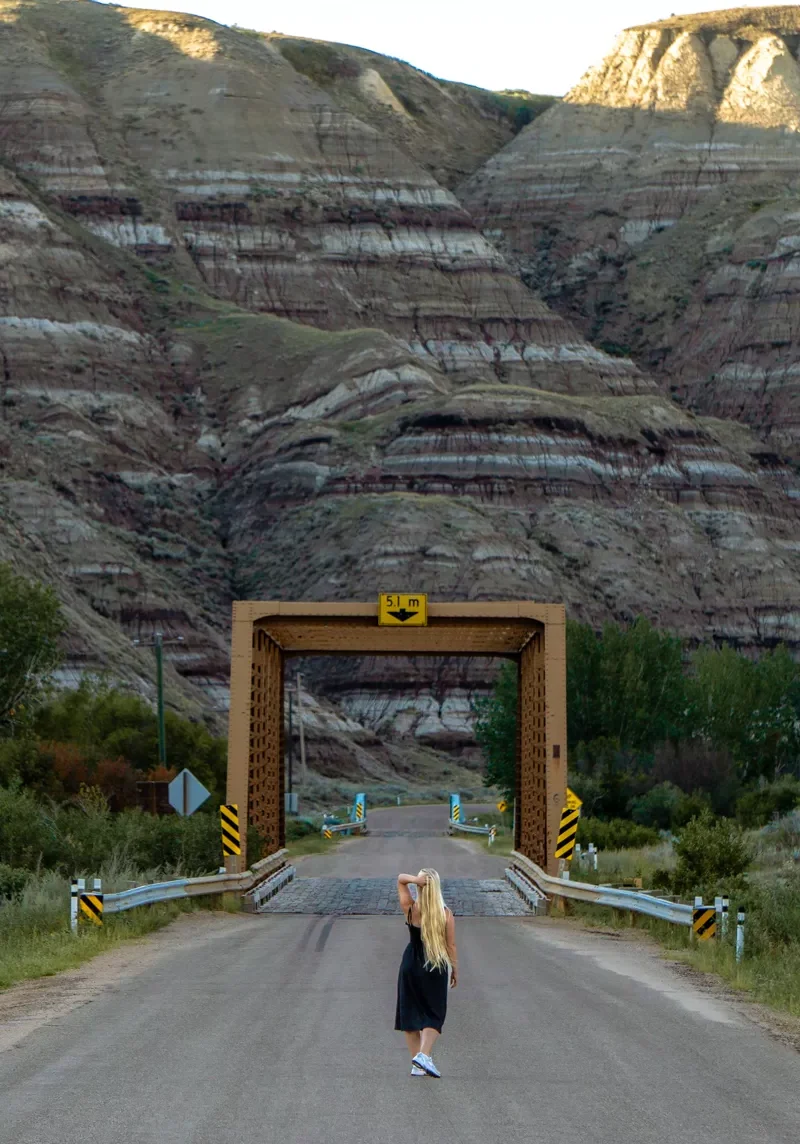 Jo standing in front of 1 of the 11 bridges to Wayne!
