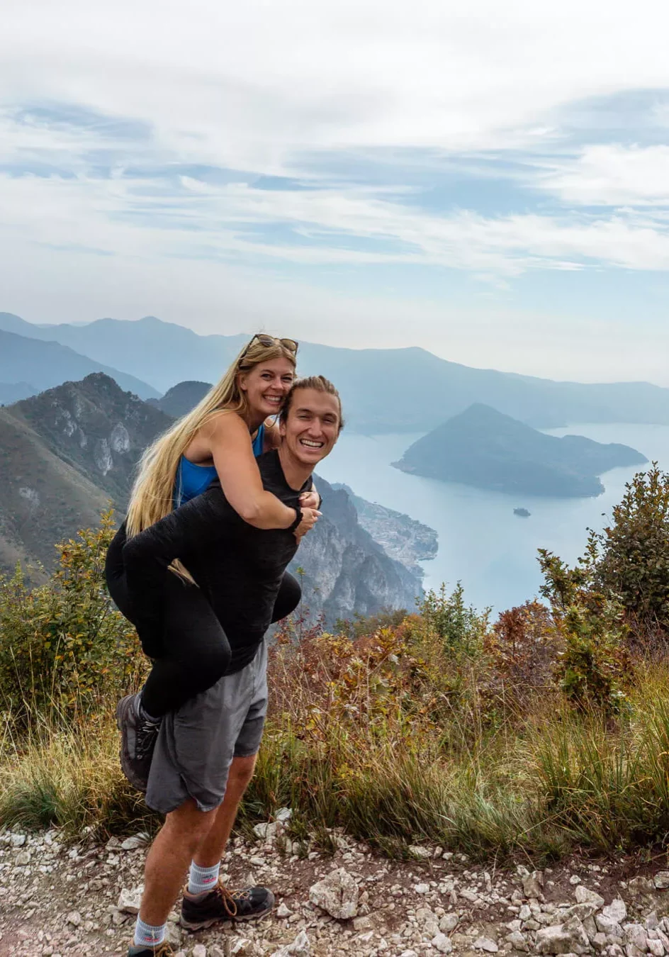 Dom and Jo at the top of the Corna Trentapassi hike in Lombardi, Italy!
