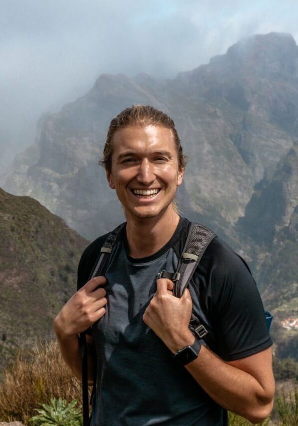 A man hiking in the Madeira mountains.