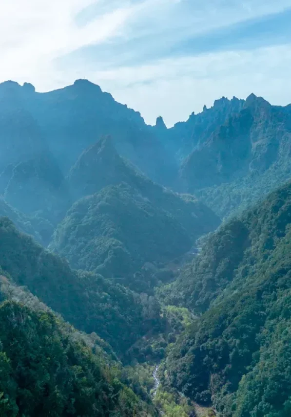 Stunning view of Pico Arieiro and other peaks around in Madeira.