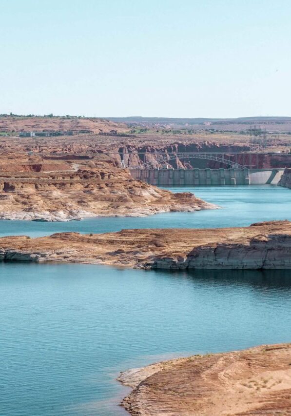View of Lake Lowell and the dam on a clear day.
